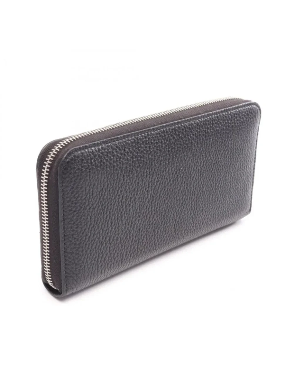 Prada Round Length Wallet Black Leather Triangle Logo